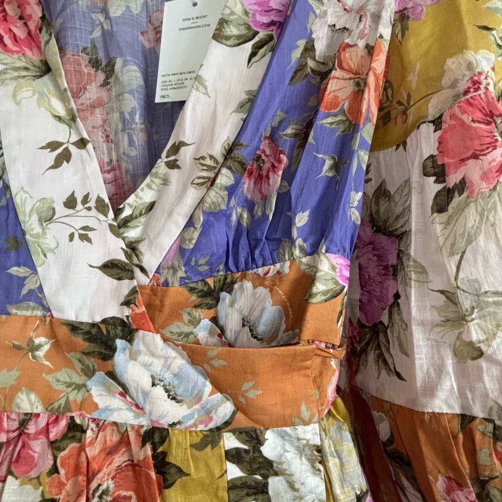 Zimmermann Spliced Floral Wrap Dress - Picture 4 of 9